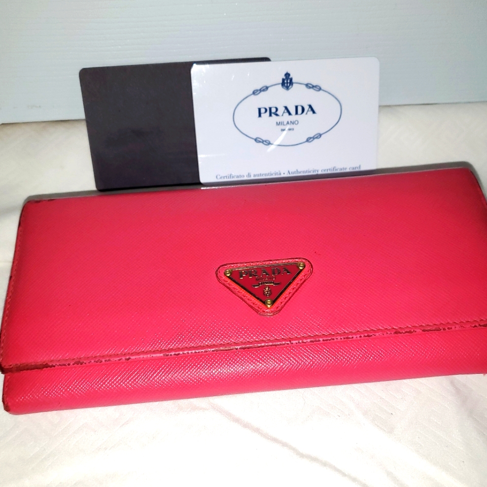 Prada Rare Authentic Bifold Leather Long Wallet
